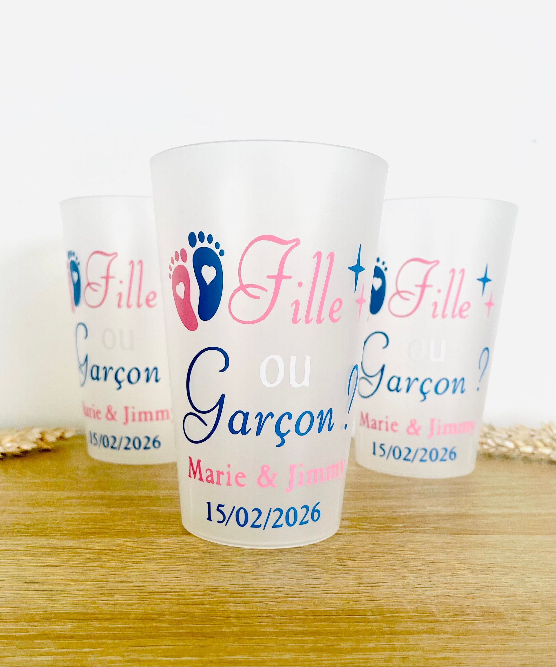 Gobelet personnalisé babyshower AVEC date et prénoms