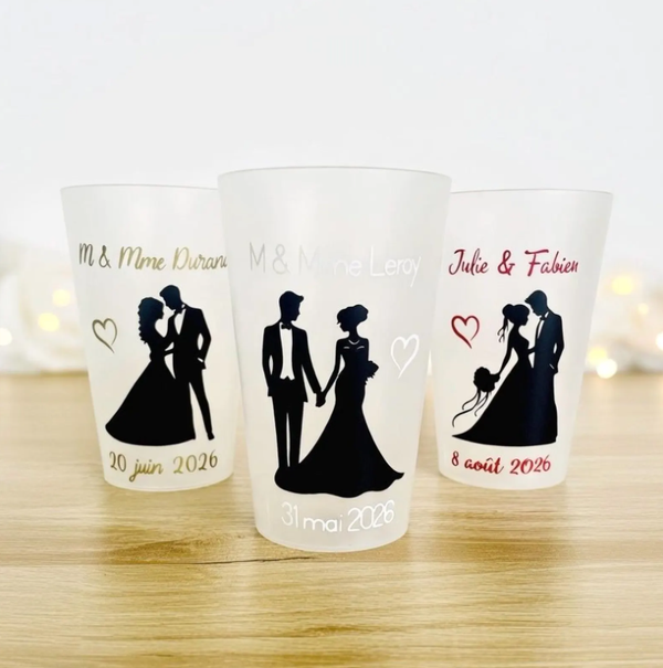 Gobelet personnalisé mariage | silhouette des mariés