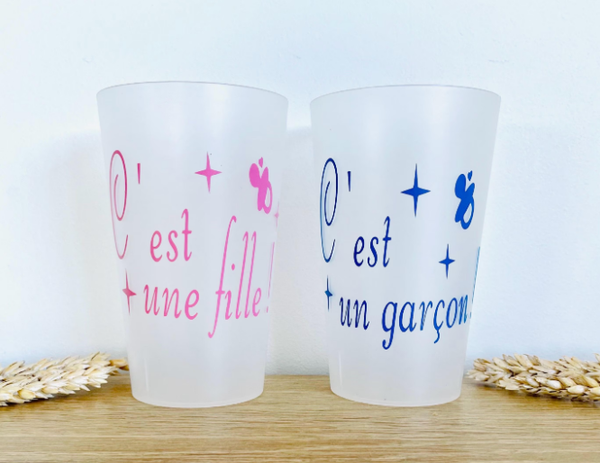 Gobelet personnalisé babyshower | C'est un garçon ! | C'est une fille !