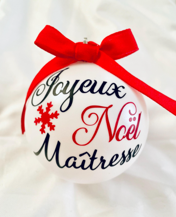 Boule de Noël personnalisée | Joyeux Noël Maîtresse