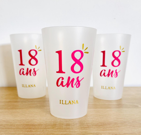 Gobelet personnalisé 18 ans avec prénom