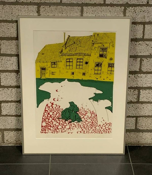 1041 - Joffra - 3 kikkers  ( 57 * 77 incl. lijst)