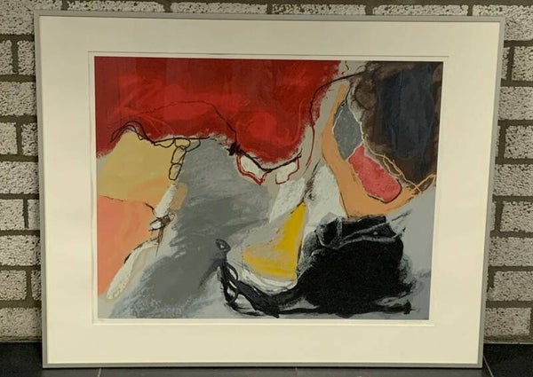 1067 - Henk van Vessem - abstract rood/zwart (80 * 100 incl lijst)
