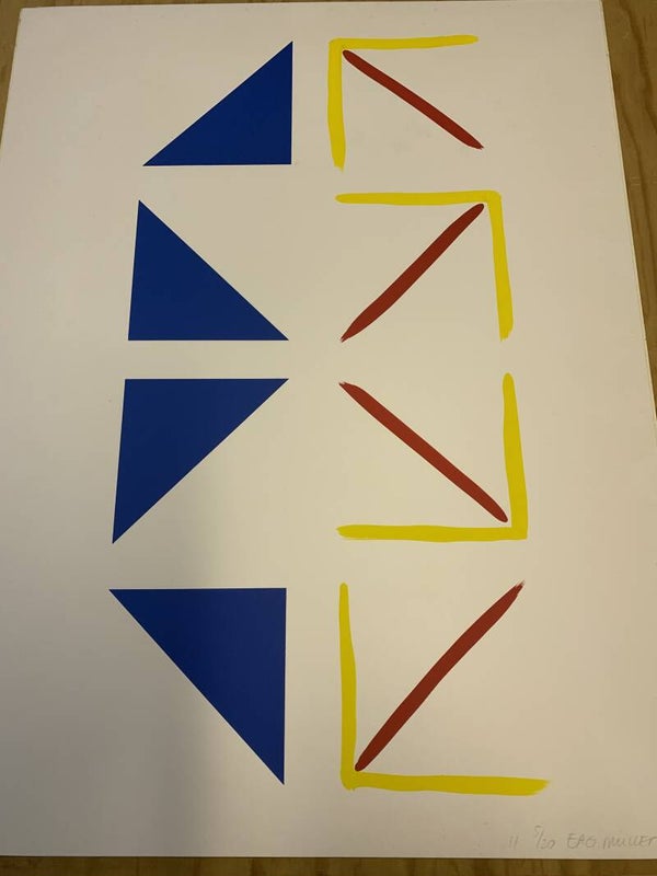 1161 - Betty Muller - nr 11 Blauw / rood / geel  ( 50 * 65 incl. lijst)