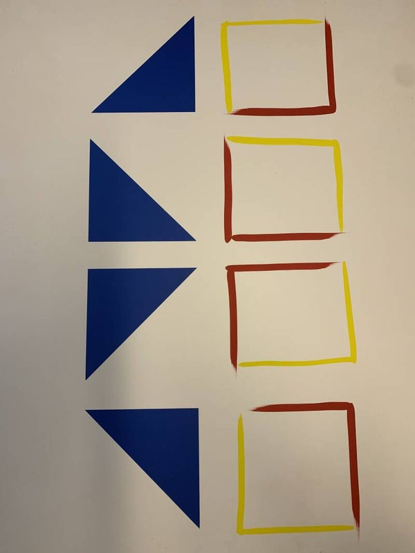 1183 - Betty Muller - nr 6 Blauw / rood / geel  ( 50 * 65 incl. lijst)