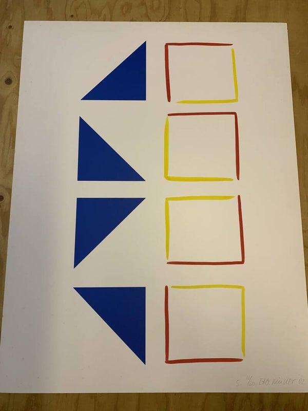 1234 - Betty Muller - nr 5 Blauw / rood / geel ( 50 * 65 incl. lijst)