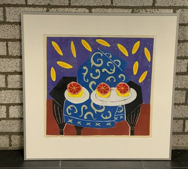1243 - Betty Scheer - Tafel met grapefruits ( 80 * 80 incl. lijst)