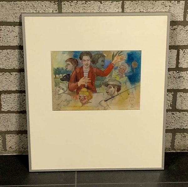 0124 - Piet Vermeulen - Wie knelt de schoen van het burgerlijk fatsoen ( 50 * 60 incl. lijst)