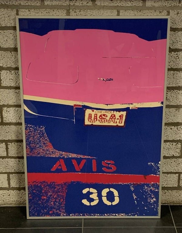 1523 - Alain Valtat - USA 1 Avis Corvette rose ( 65,5 * 98 incl lijst)