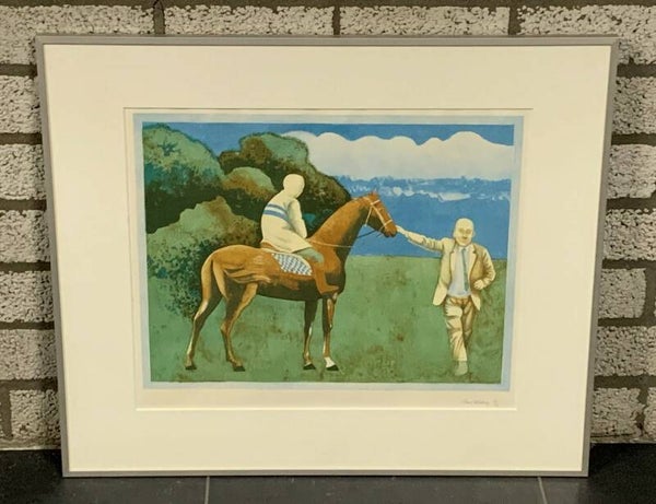 1527 - Aat Verhoog - Man op paard ( 60 * 70 incl lijst)