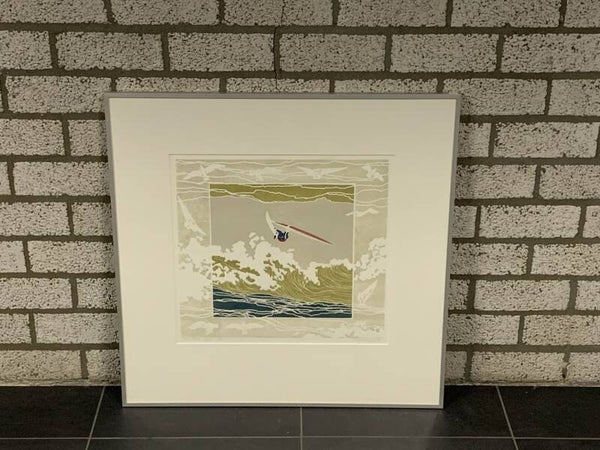 1553 - Joke Struik - Hoogvliegers 2 - windsurfen ( 70 * 70 incl. lijst)