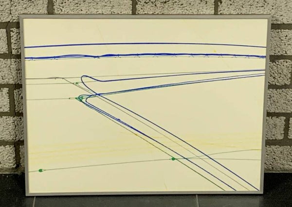 0387 - Ineke Calis - Blauw Rood ( 50 * 65 incl. lijst)