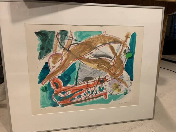 1056 - Anton Vrede - Hazen ( 80 * 100 incl. lijst)