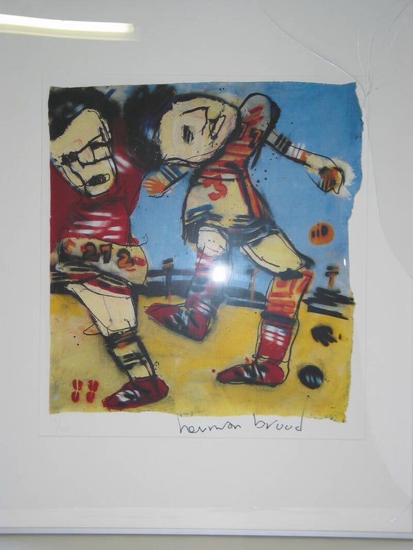 0544 - Herman Brood - Voetballers ( 70 * 90 incl. lijst)