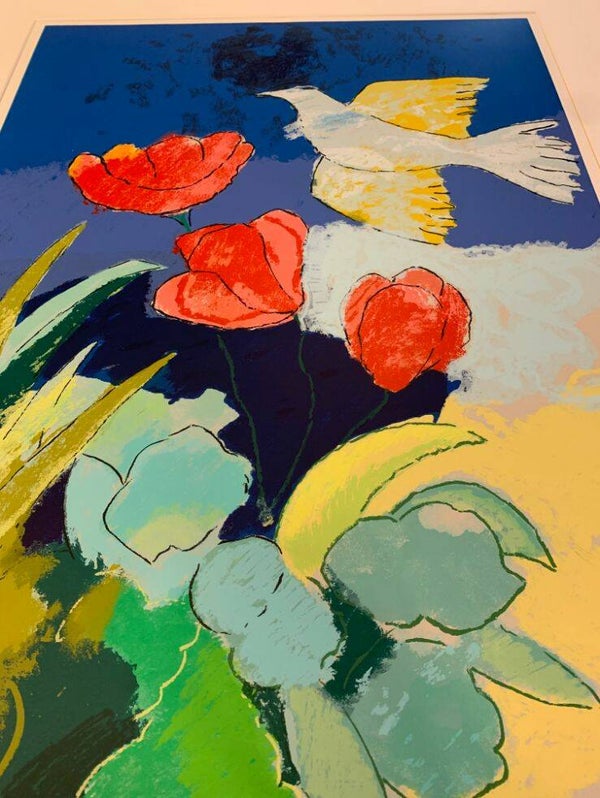 1662 - Henk van Vessem - Duif met rode bloemen