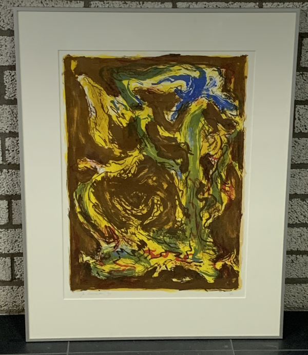 1071 - Jan Commandeur - Abstract bruin ( 70 * 90 incl. lijst)