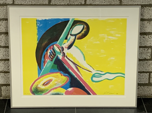 0400 - Jorg Reme - abstract felle kleuren ( 65 * 80 incl. lijst)