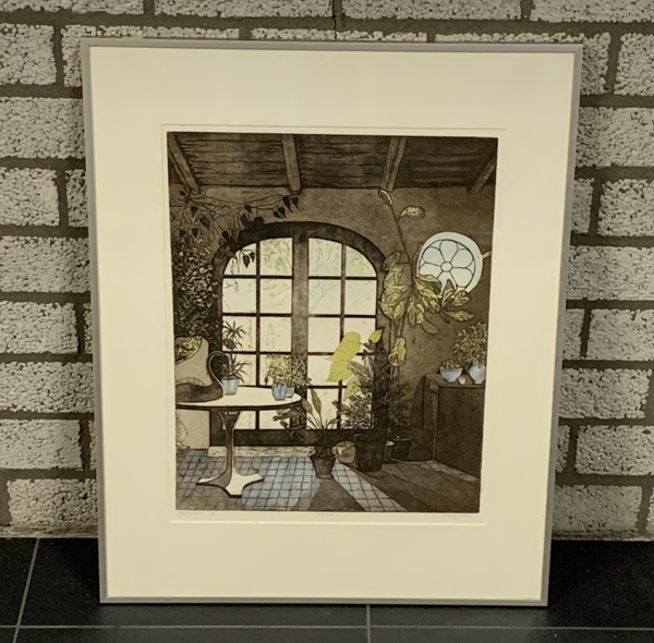 1018 - Margot Oosterhof -  Interieur ( 57,3 * 72,6 incl. lijst)