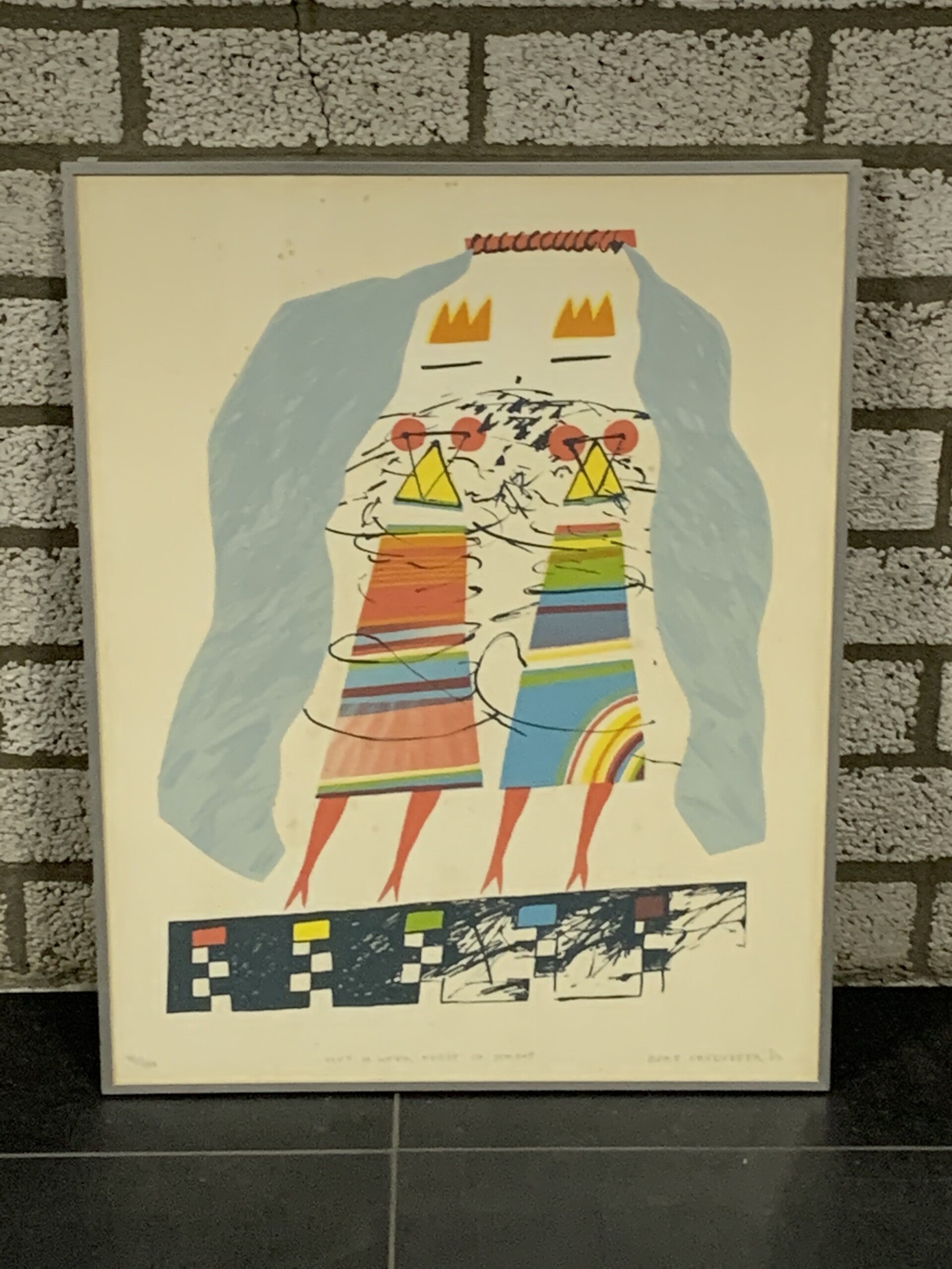 0389 - Bert Vredegoor - Het is weer feest op straat ( 50 * 65 incl. lijst)