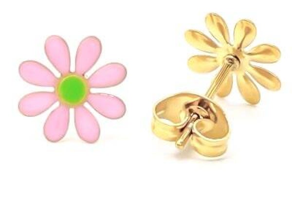 Bloemetjes oorbellen rose