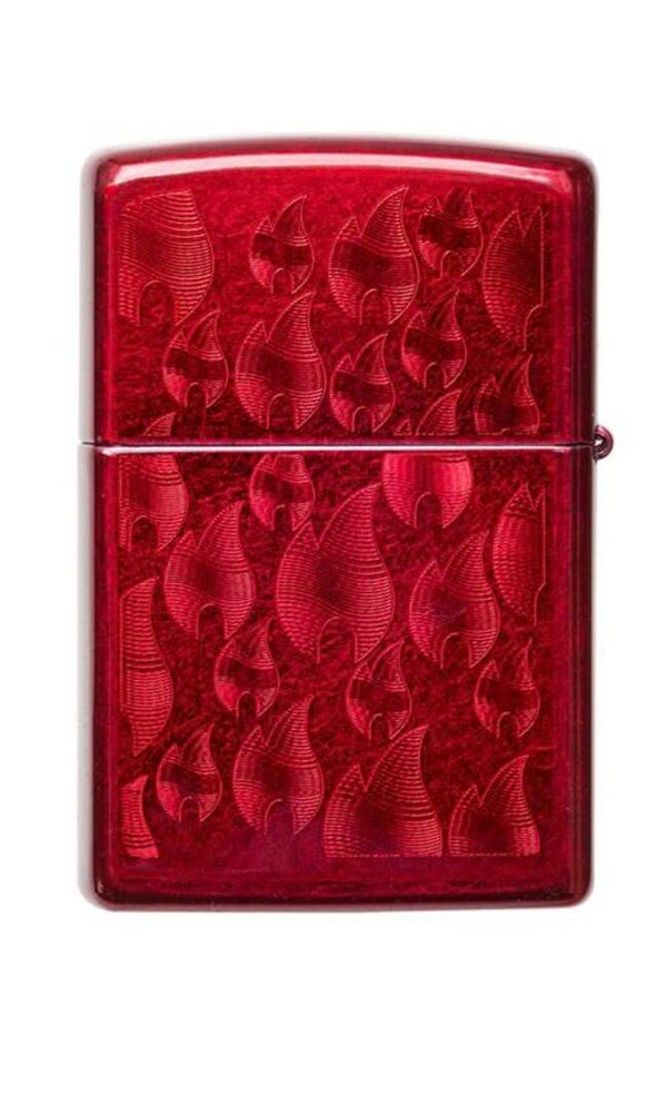 Zippo Aansteker - Candy Apple Red Iced met "Vlammen"