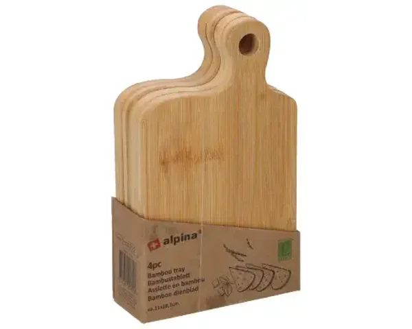 Alpina Bamboe serveerplank 11,5x18x5cm set 4 stuks