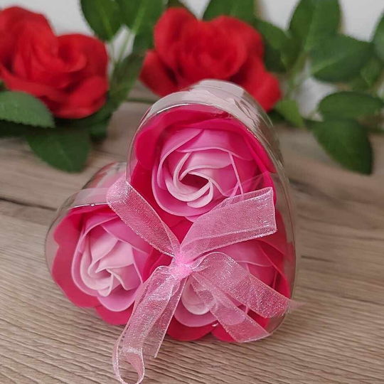 Boite Cœur 3 Roses De Savon : Rose