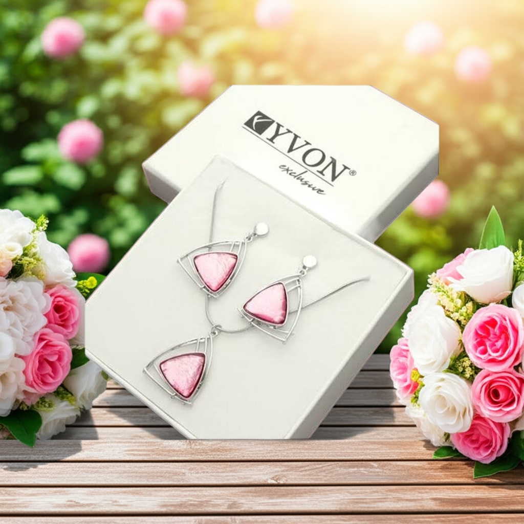 Elegancki zestaw biżuterii z żywicy i metalu antyalergicznego