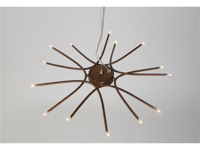 Hanglamp  brons met 14 metalen bronskleurige armen.