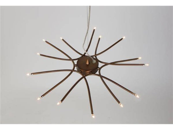 Hanglamp  brons met 14 metalen bronskleurige armen.