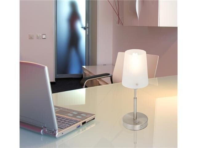 Tafellamp lichtsensor/timer staal rond.