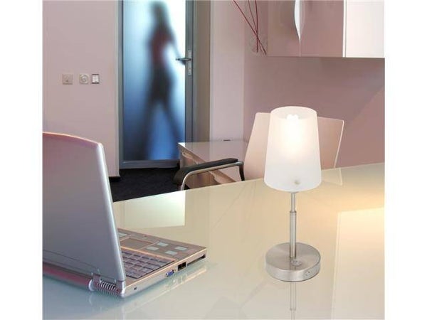 Tafellamp lichtsensor/timer staal rond.