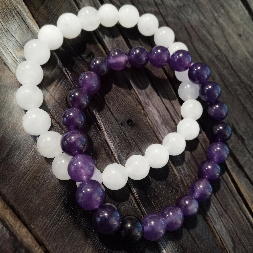 Edelsteen Armband Amethist en Calciet