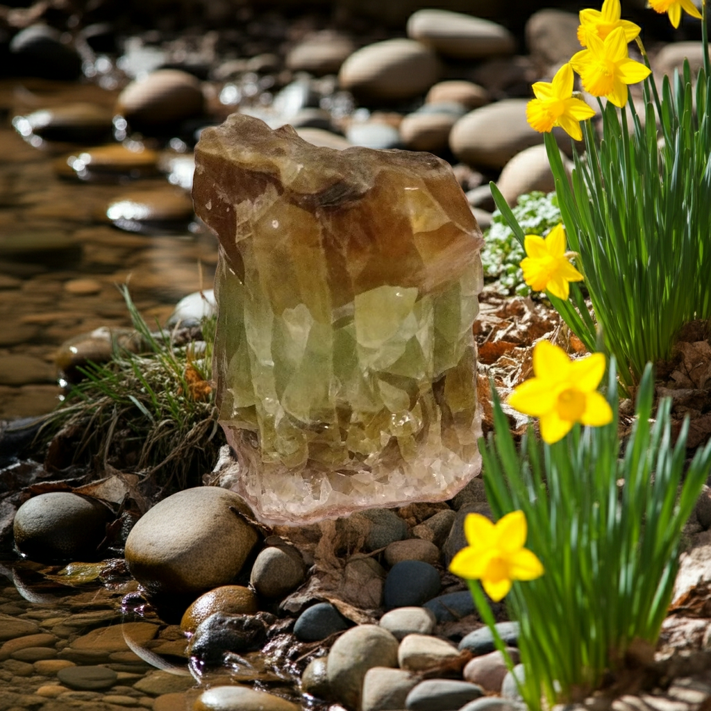 Calciet groen ruw 1,6 kilo als decoratieve mineralen steen
