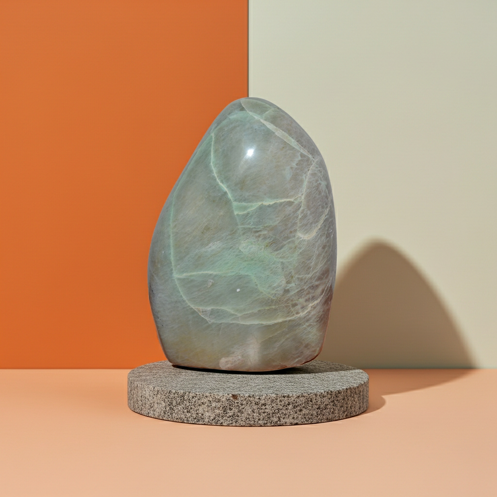 Maansteen Garnieriet groen 9 * 11,5 cm, dikte 4 cm