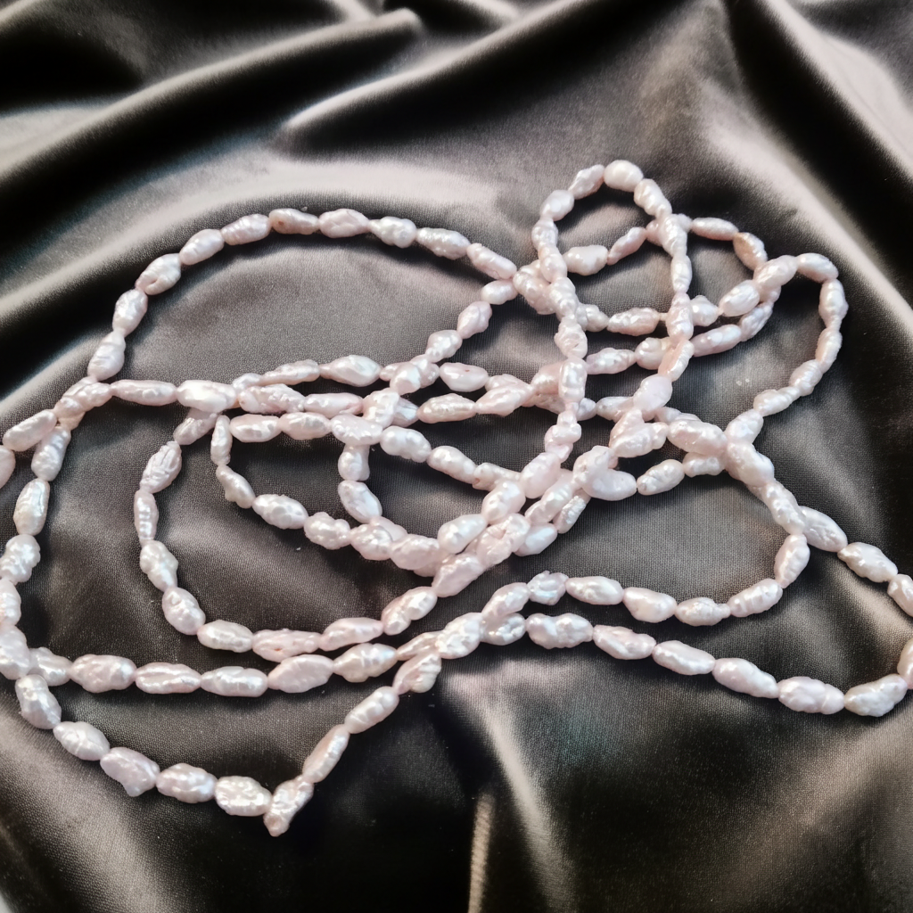 Zoetwaterrijst parelketting -  Vintage art Deco