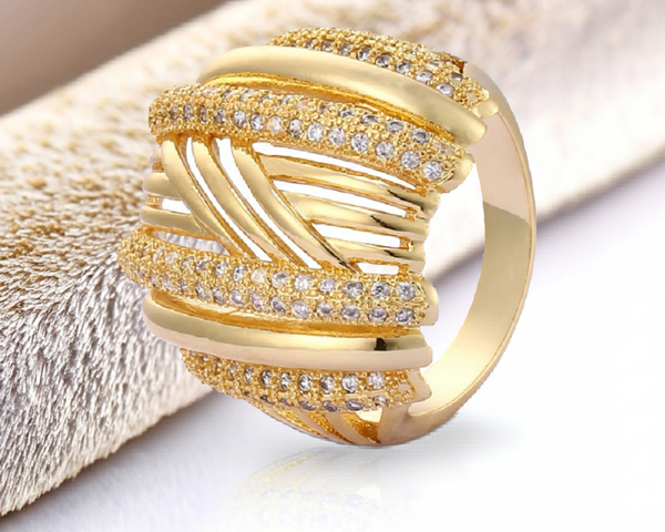 Luxe RVS vergulde damesring maat 17