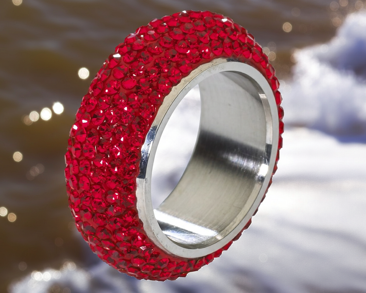 Elegante ring RVS met 120 zirkonia’s maat 18