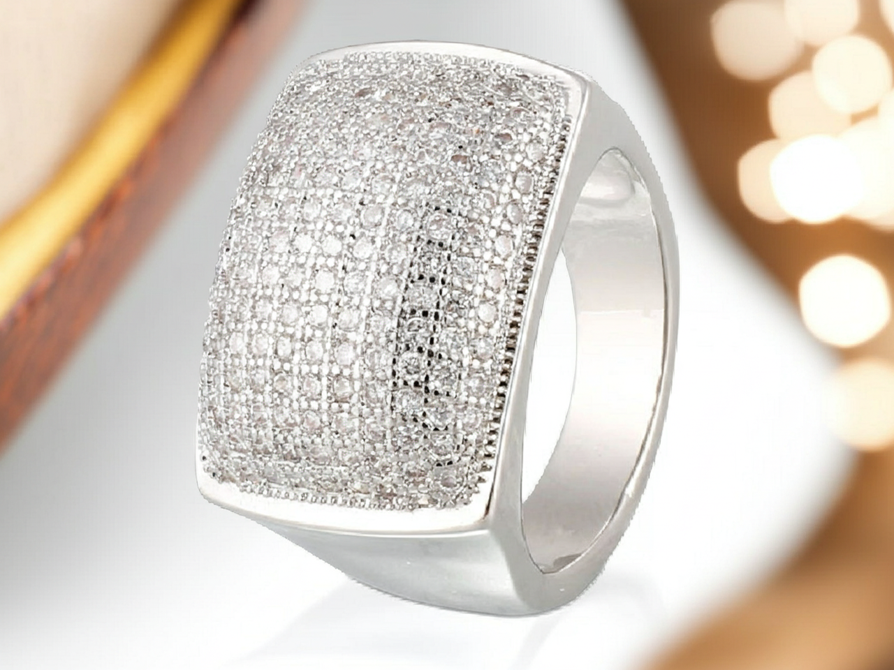 Luxe witgoudkleurige rhodium vergulde ring maat 19