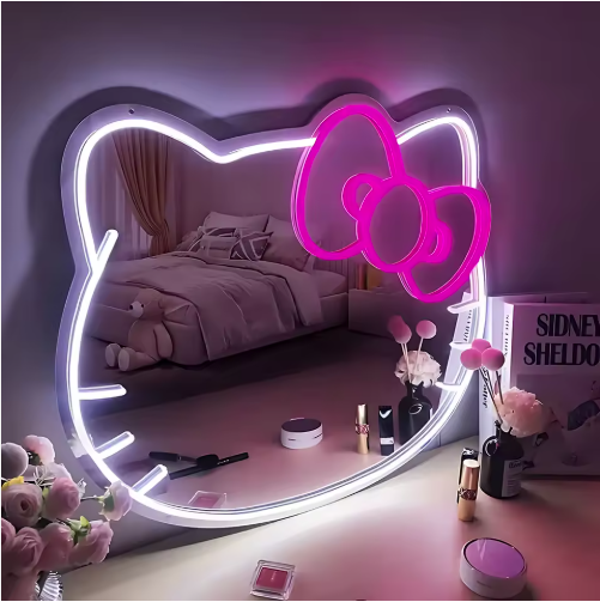 💖 Miroir LED Kawaii Inspiré de Hello Kitty – L’Indispensable Déco & Beauté ✨