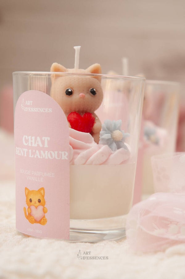 Bougie parfumée – Chat sent l’amour