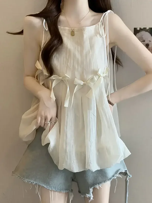 Große Größe Dopamin Bow Bud Tank Top für Damen