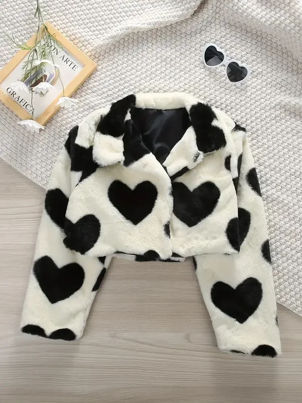 Mädchen-Herz-Print-Jacke