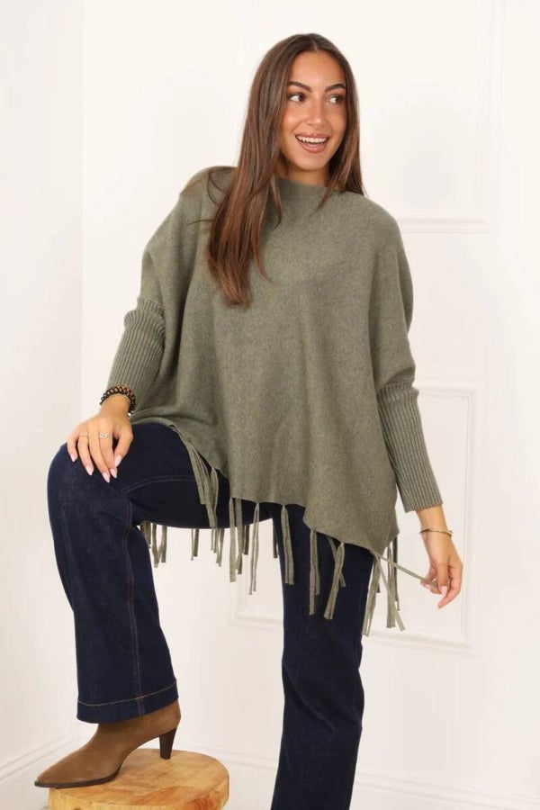 Pull chaud à franges tendance