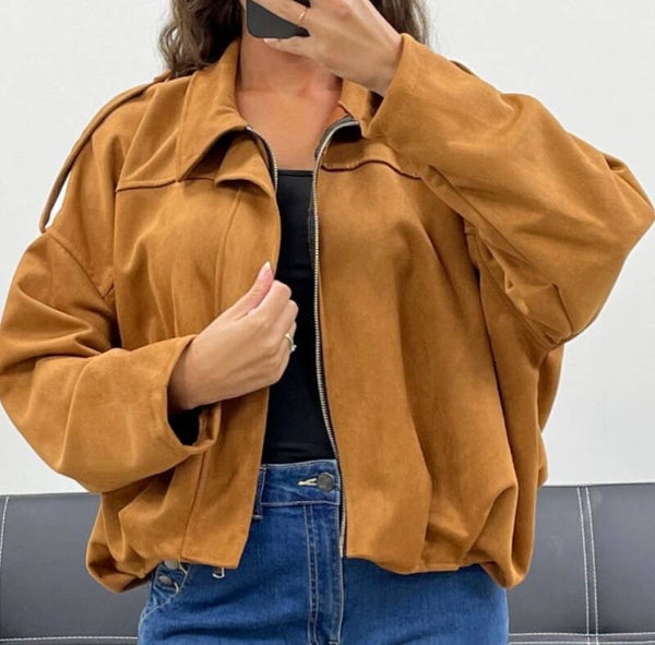 Veste suédine camel