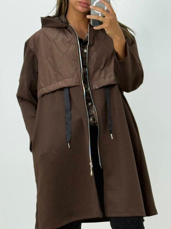 Grande parka bi matière choco