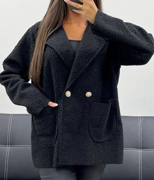 Caban chic noir pilou