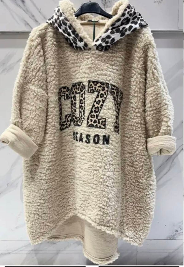 Long sweat cosy tout doux léopard