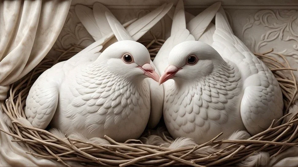 Weisse Hochzeitstauben im Nest – Romantisches Highlight für Hochzeiten in St. Gallen und der Ostschweiz