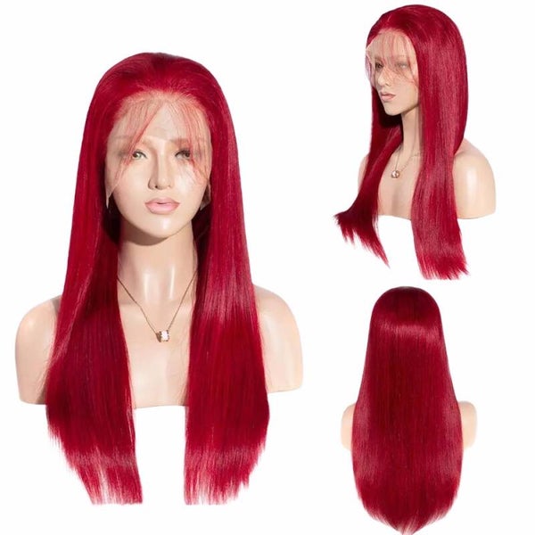 Straight red wig - Pruik met lace front